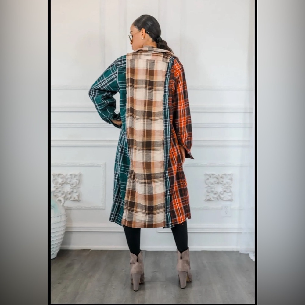 Plaid Patchwork Long Sleeve coat
